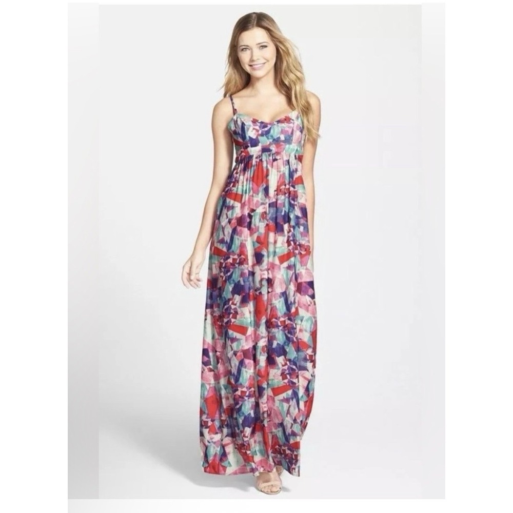 Felicity & Coco Dress - Geometric Multicolor Empire Waist Maxi Dress - Colorful‎